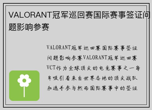 VALORANT冠军巡回赛国际赛事签证问题影响参赛