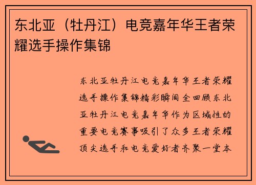 东北亚（牡丹江）电竞嘉年华王者荣耀选手操作集锦